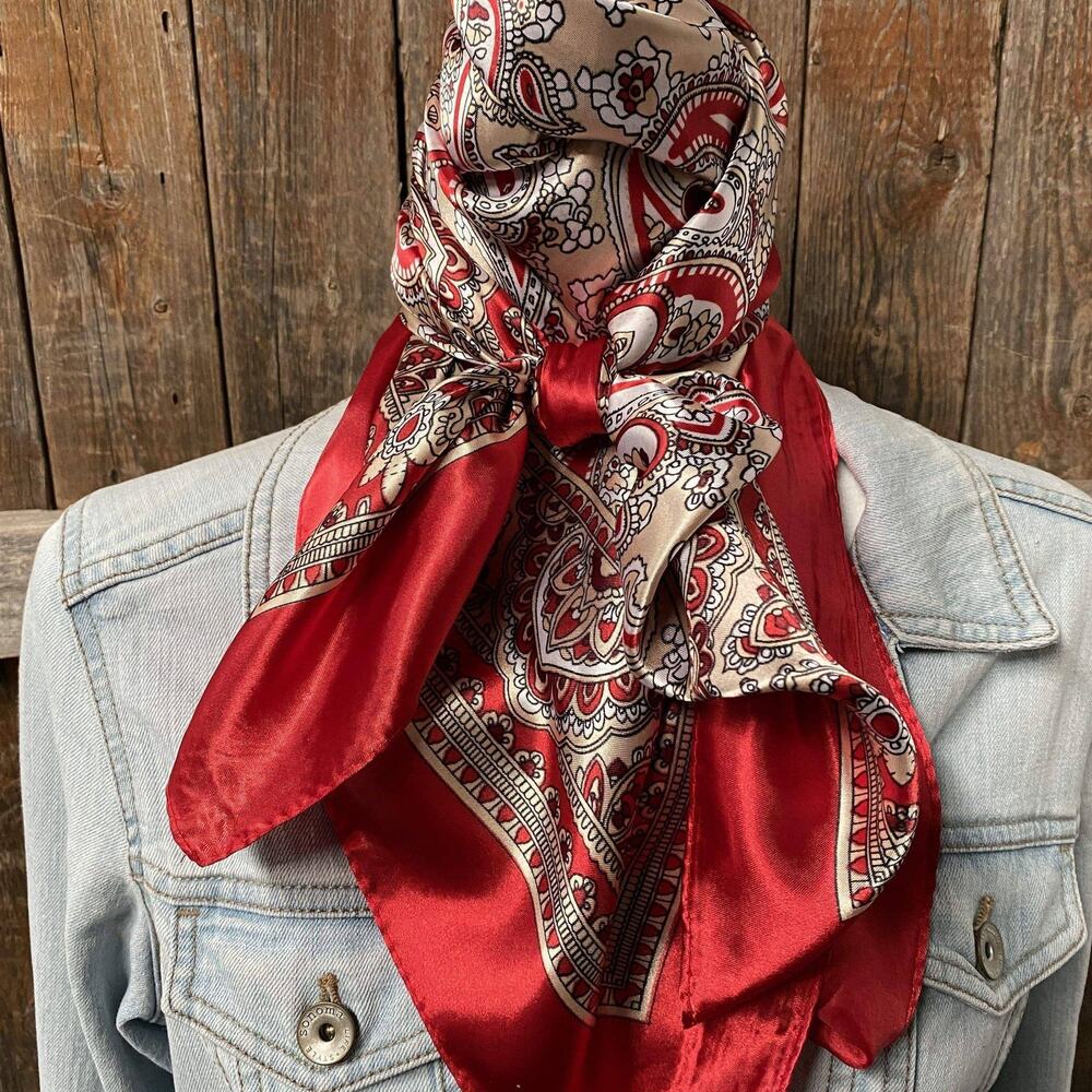 Red Paisley Western Wild Rag Scarf